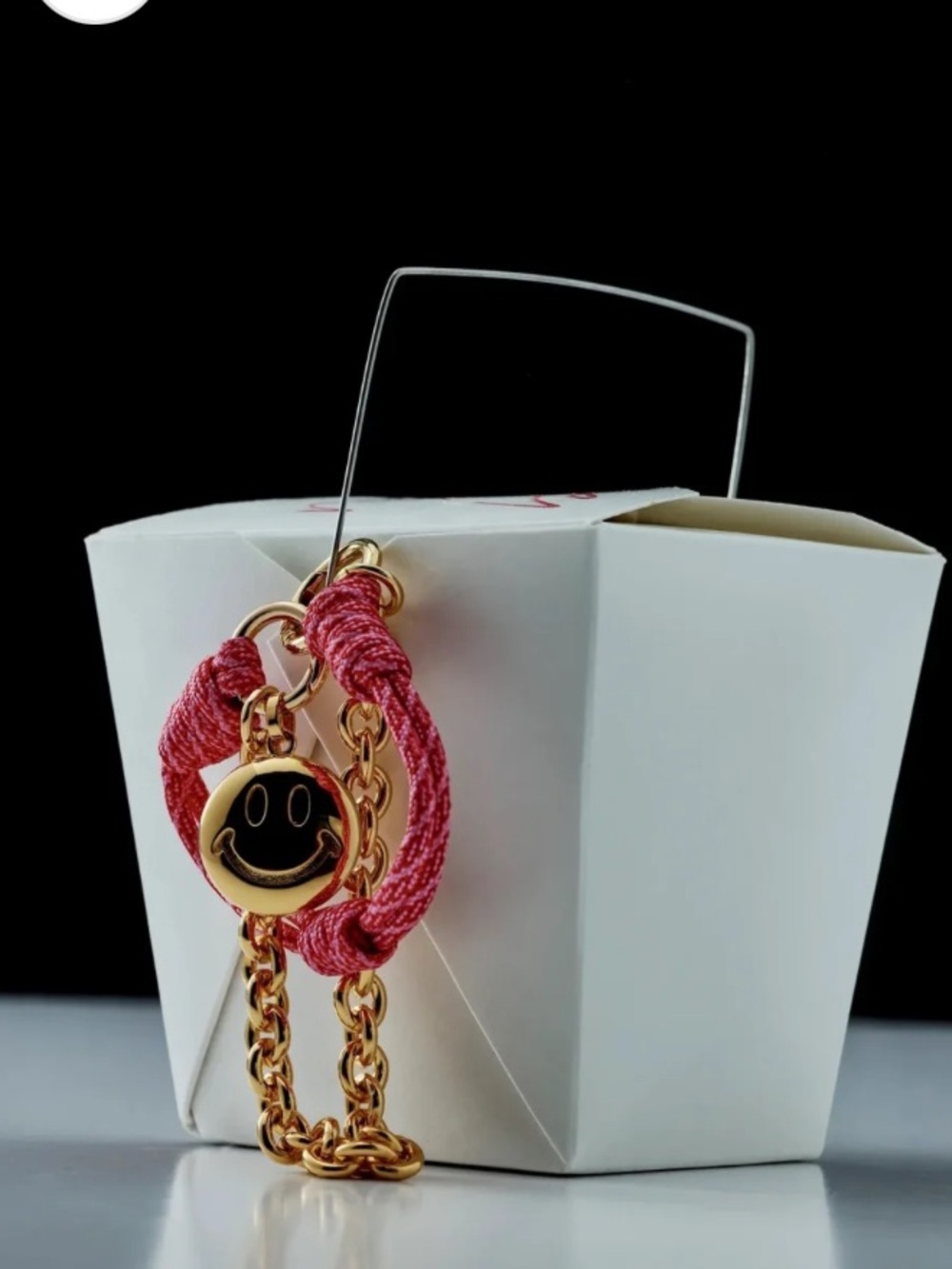 Mayamar Gold Smile with Pink Knotted Cord Purse Charm (NWT)